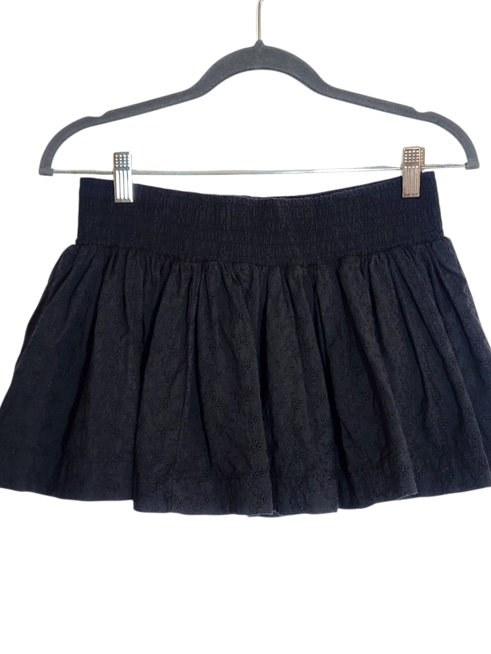Victoria's Secret PINK Black Eyelet Lace Full Mini Skirt Size Medium